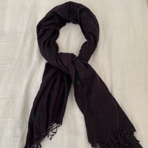 Eggplant purple embroidered pashmina scarf